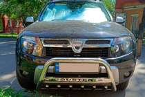 Dacia Duster 2008-2018 гг. Передняя защита с надписью WT004 (нержавейка) фото 4