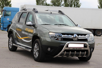 Dacia Duster 2008-2018 гг. Передняя защита с надписью WT004 (нержавейка) фото 2
