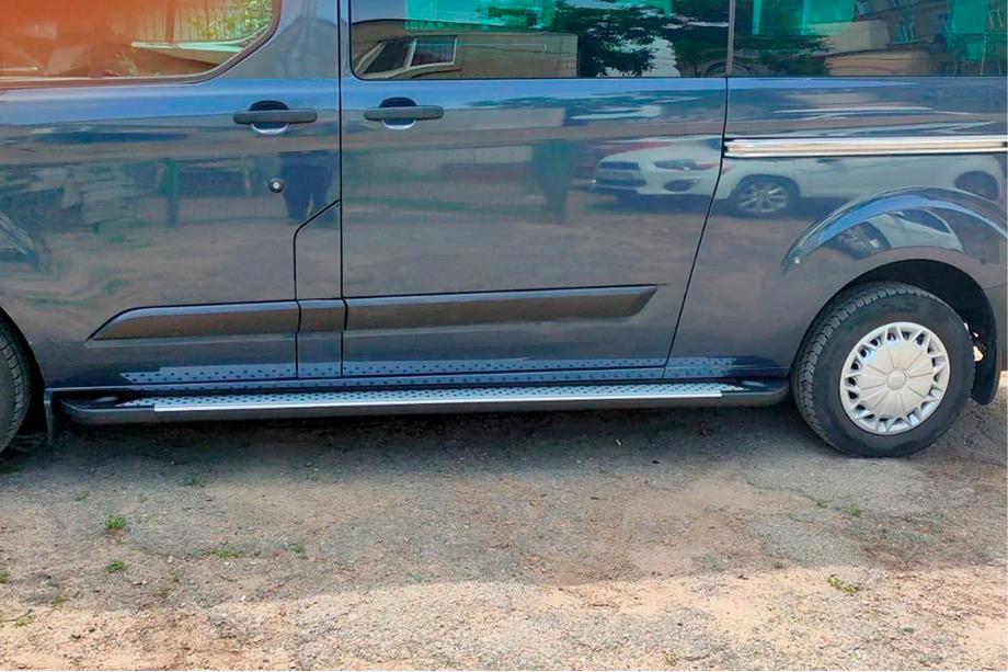 Ford Custom 2013-2022 гг. Боковые Подножки Allmond Grey (2 шт., Алюминий) Длинная База Фото 4