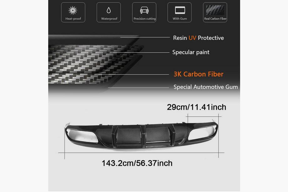 Mercedes C-class W205 2014-2021 гг. Диффузор заднего бампера V1 для Купе/Кабриолет C63 AMG 2015-2019 Карбон Фото 2