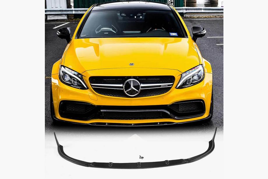 Mercedes C-class W205 2014-2021 гг. Передний лип-спойлер V1 на бампер (Купе/Кабриолет C63 AMG 2015-2019, Карбон) Image