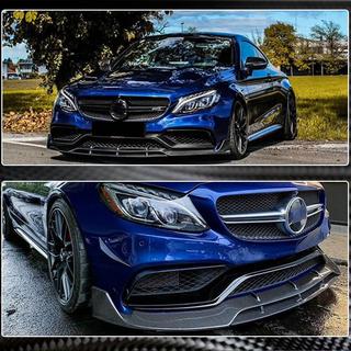 Передний лип-спойлер V2 на бампер (Купе/Кабриолет C63 AMG 2015-2019, Карбон) фото 4