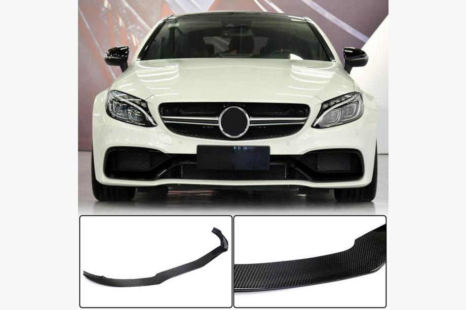 Mercedes C-class W205 2014-2021 гг. Передний лип-спойлер V3 на бампер (Купе/Кабриолет C63 AMG 2015-2019, Карбон) Фото 1