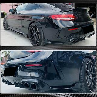 Накладки на задний бампер V2 (для Coupe/Cabriolet AMG-Line / C43 AMG 2015-2019, Карбон) фото 4