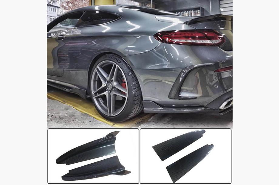 Mercedes C-class W205 2014-2021 гг. Накладки на задний бампер V2 (для Coupe/Cabriolet AMG-Line / C43 AMG 2015-2019, Карбон) Image