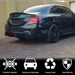 Диффузор заднего бампера с насадками выхлопа (для SD C43 AMG 2015-2019, Карбон) фото 2