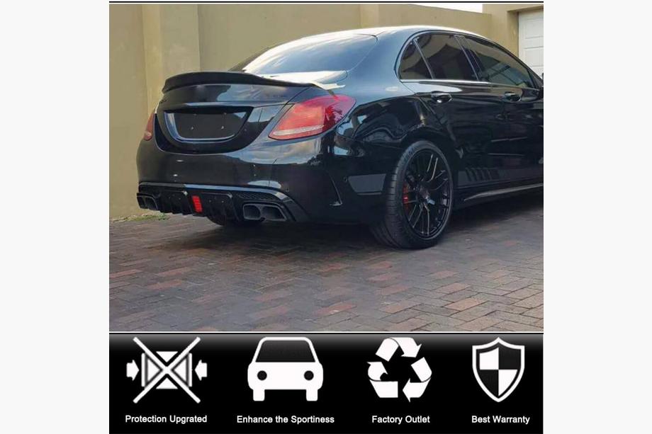 Mercedes C-class W205 2014-2021 гг. Диффузор заднего бампера с насадками выхлопа (для SD C43 AMG 2015-2019, Карбон) Фото 2