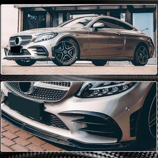 Накладки на Передний Бампер V2 (для C43 AMG 2019-2021, Карбон) Mercedes C-class W205 2014-2021 гг. фото 4
