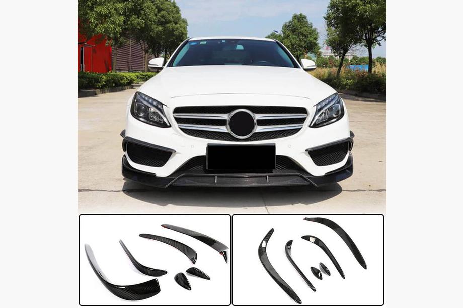 Mercedes C-class W205 2014-2021 гг. Карбоновые накладки на передний бампер для C43 AMG 2015-2019 Фото 1
