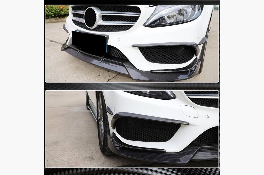 Mercedes C-class W205 2014-2021 гг. Карбоновые накладки на передний бампер для C43 AMG 2015-2019 Фото 3