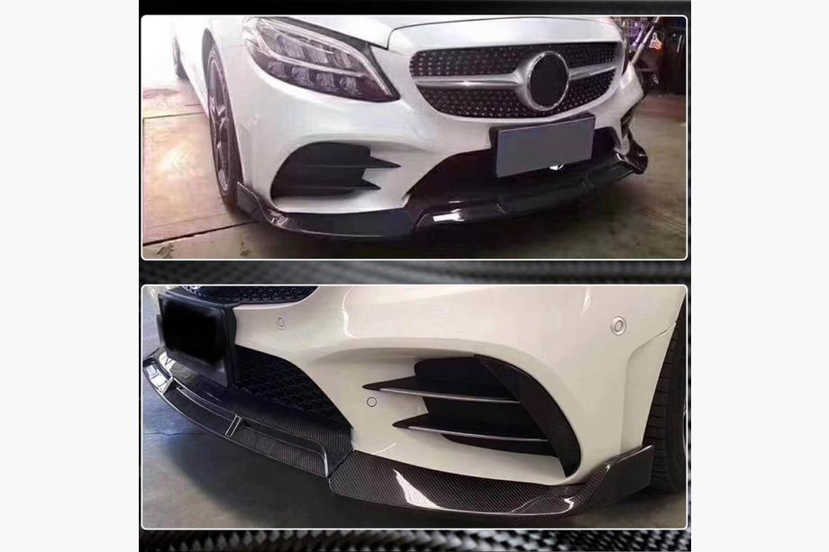 Mercedes C-class W205 2014-2021 гг. Передний Бампер Лип V3 для C43 AMG 2019-2021 Карбон Фото 2