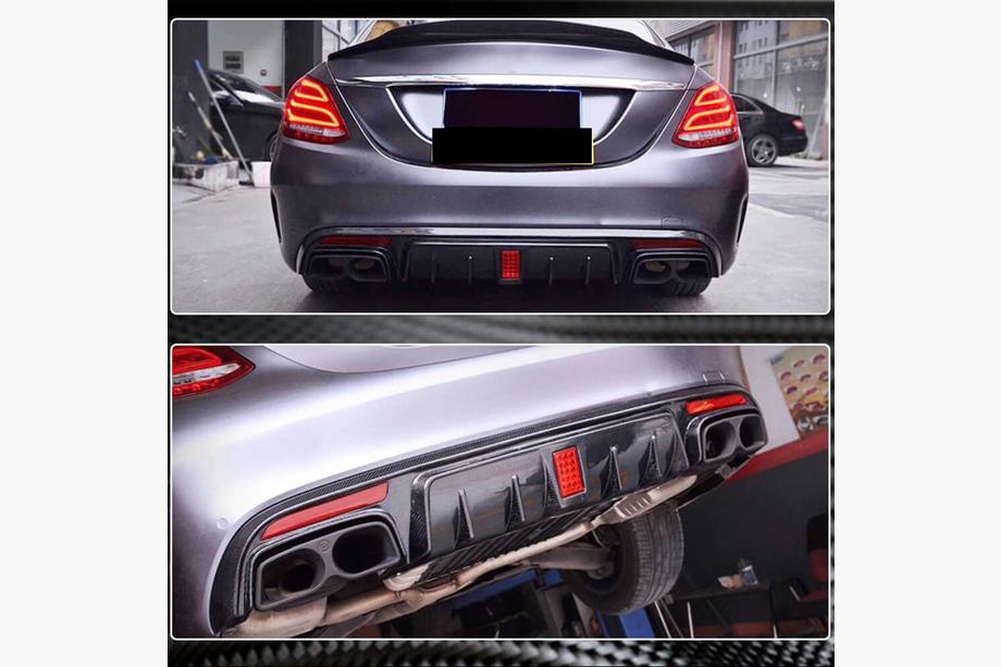 Mercedes C-class W205 2014-2021 гг. Диффузор заднего бампера V2 для SD C43/C63 AMG 2015-2019 Карбон Image