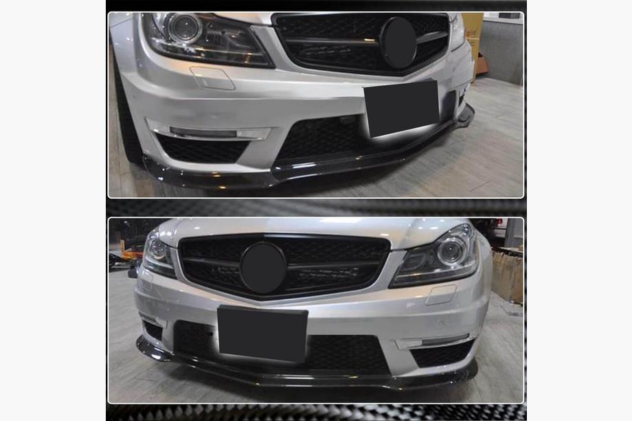 Mercedes C-class W204 2007-2015 гг. Накладка на передний бампер Lip V2 (для AMG 2012-2014, Сухой карбон) Фото 3