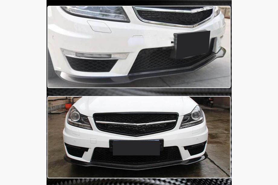 Mercedes C-class W204 2007-2015 гг. Накладка на передний бампер Lip V2 (для AMG 2012-2014, Сухой карбон) Фото 4