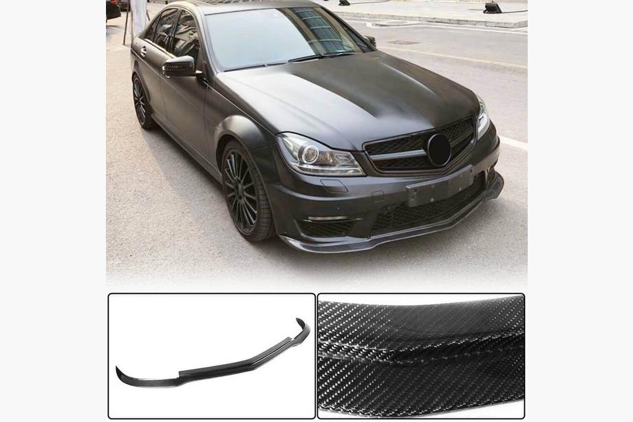 Mercedes C-class W204 2007-2015 гг. Накладка на передний бампер Lip V3 (для AMG 2012-2014, Карбон) Image