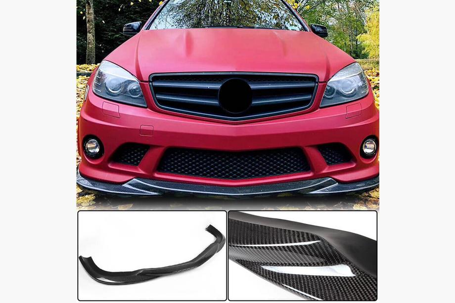 Mercedes C-class W204 2007-2015 гг. Накладка на передний бампер Lip V3 (для AMG 2008-2011, Карбон) Image