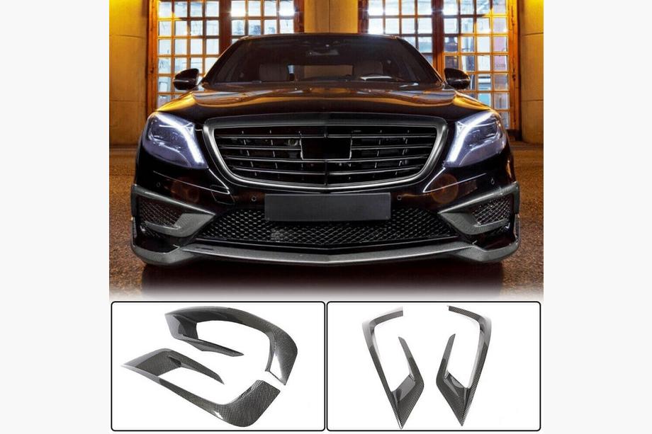 Mercedes S-class W222 2013-2022 гг. Накладки на передний бампер V1 для S63 AMG 2014-2017 Карбон Image