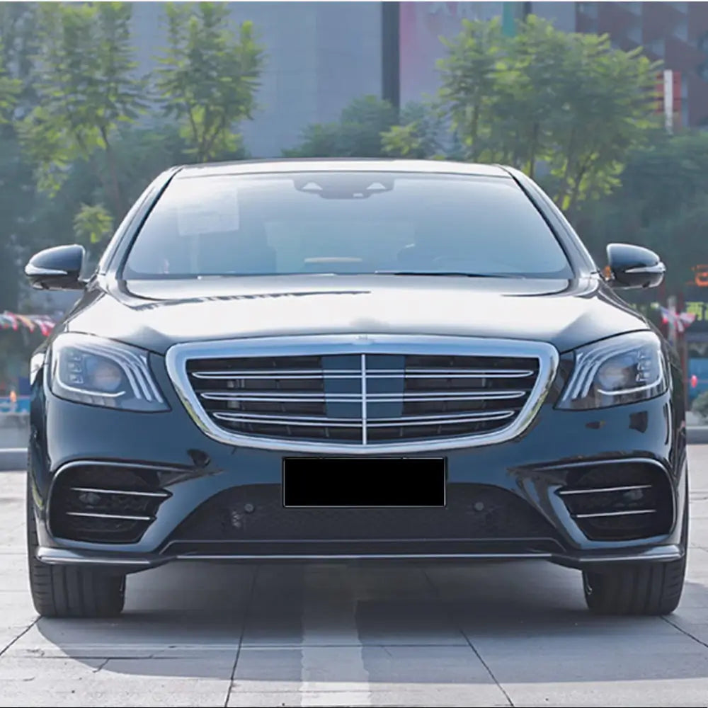 Накладка на передний бампер Lip (для AMG-Line 2018-2022, Карбон) фото 2