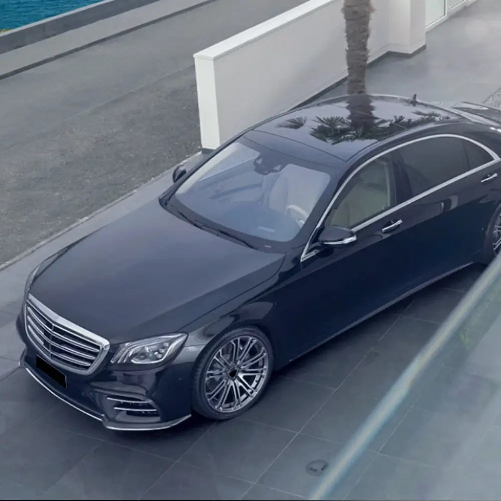 Накладка на передний бампер Lip (для AMG-Line 2018-2022, Карбон) фото 3