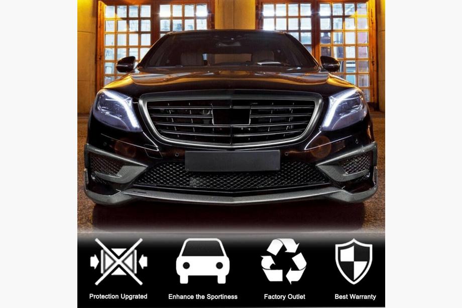 Mercedes S-class W222 2013-2022 гг. Накладка на передний бампер Lip (для S63 AMG 2014-2017, Карбон) Фото 2