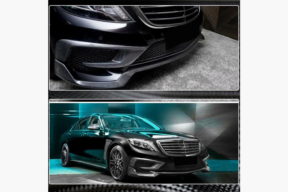 Mercedes S-class W222 2013-2022 гг. Накладка на передний бампер Lip (для S63 AMG 2014-2017, Карбон) Фото 3