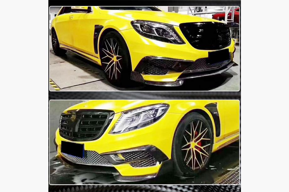Mercedes S-class W222 2013-2022 гг. Накладка на передний бампер Lip (для S63 AMG 2014-2017, Карбон) Фото 4