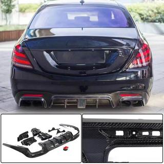 Диффузор заднего бампера с насадками выхлопа (для S63/S65 AMG 2018-2021, Карбон) фото 1