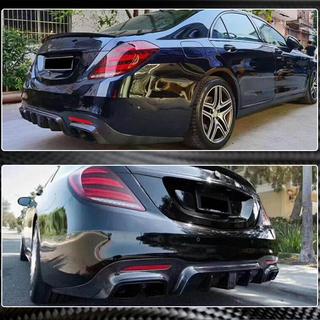 Диффузор заднего бампера с насадками выхлопа (для S63/S65 AMG 2018-2021, Карбон) фото 3