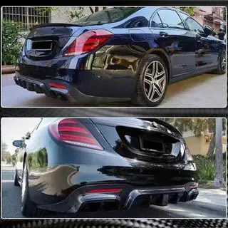 Диффузор заднего бампера с насадками выхлопа (для S63/S65 AMG 2018-2021, Карбон) фото 3
