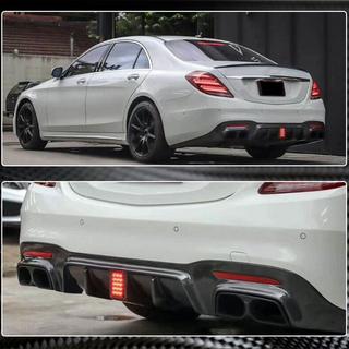 Диффузор заднего бампера с насадками выхлопа (для S63/S65 AMG 2018-2021, Карбон) фото 4