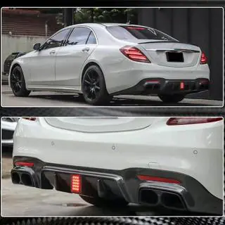 Диффузор заднего бампера с насадками выхлопа (для S63/S65 AMG 2018-2021, Карбон) фото 4