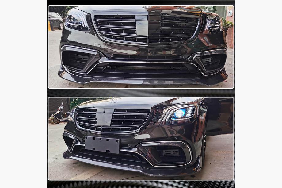 Mercedes S-class W222 2013-2022 гг. Карбоновые вставки передний бампер (для AMG 2018-2021) Фото 4