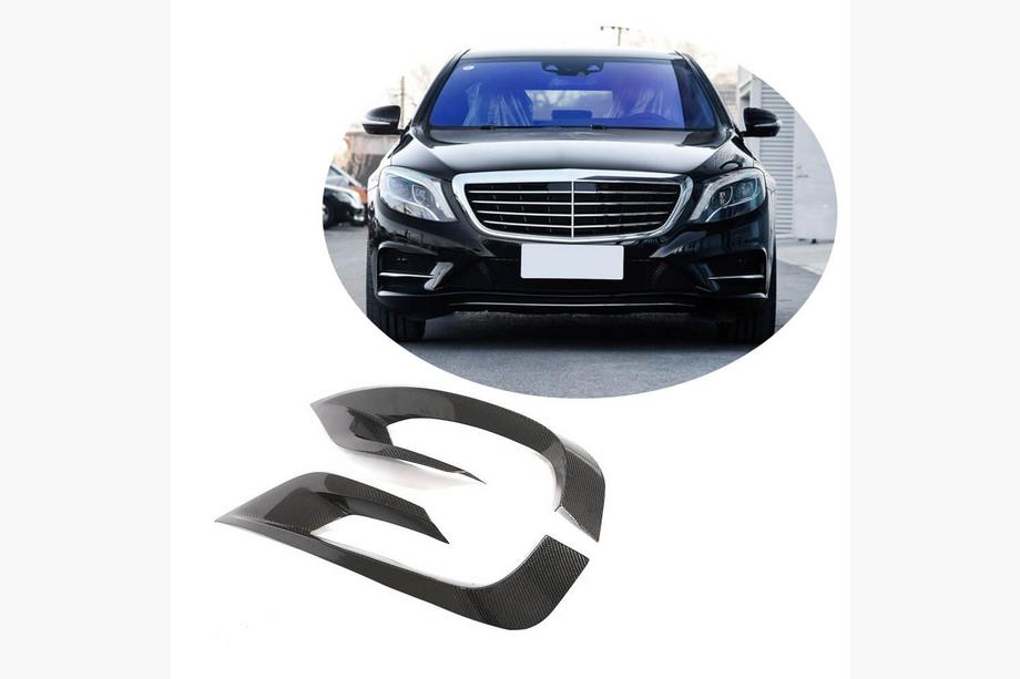 Mercedes S-class W222 2013-2022 гг. Карбоновые Накладки на Передний Бампер (для AMG-Line 2014-2017) Фото 1