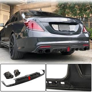 Диффузор заднего бампера с насадками выхлопа (для S63 AMG 2014-2017, Карбон) фото 1