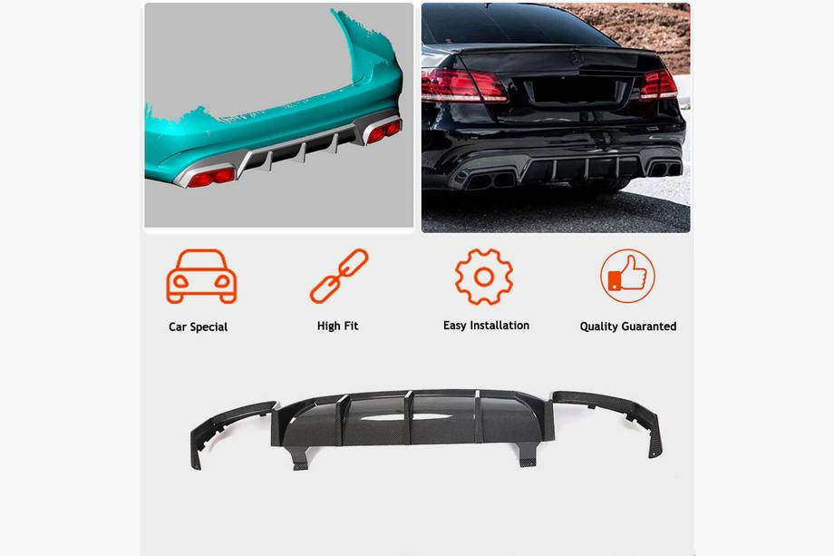 Mercedes E-class W212 2009-2016 гг. Диффузор заднего бампера V1 для E63 AMG 2013-2016 Карбон Фото 3