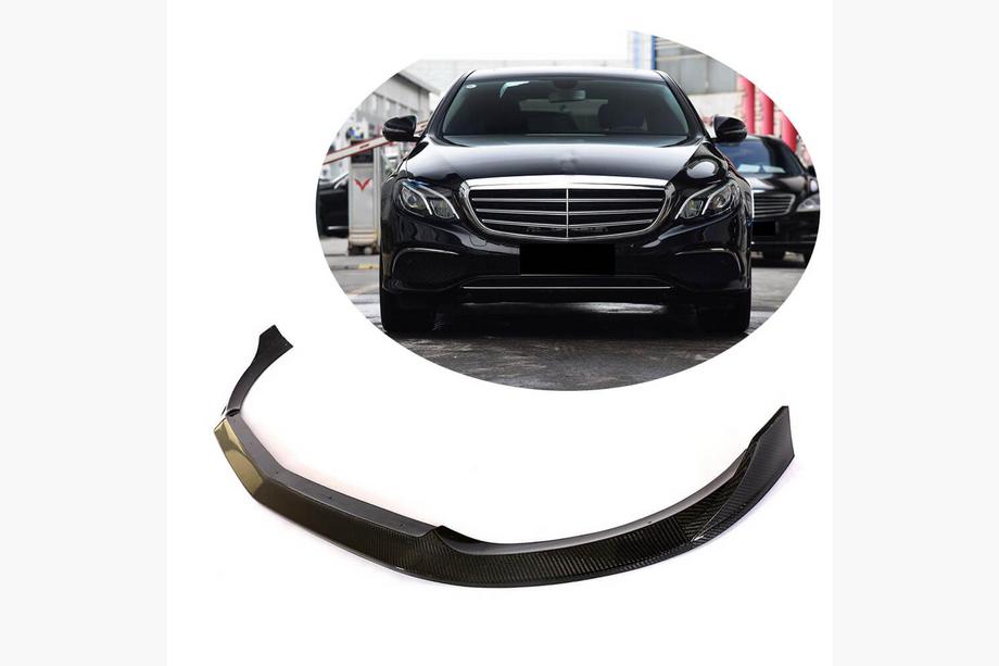 Mercedes E-class W213 2016-2023 гг. Накладка на передний бампер Lip (для Base 2016-2019, Карбон) Image