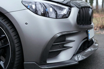 Mercedes E-class W213 2016-2023 гг. Накладки на передний бампер (для AMG-Line 2020+, Сухой карбон) фото 1