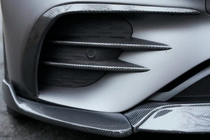 Mercedes E-class W213 2016-2023 гг. Накладки на передний бампер (для AMG-Line 2020+, Сухой карбон) фото 2