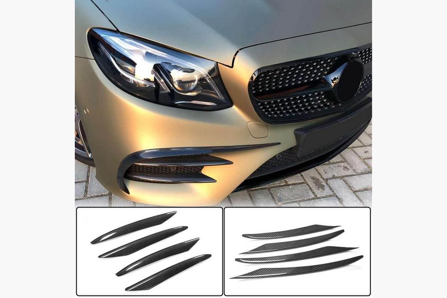 Mercedes E-class W213 2016-2023 гг. Карбоновые Накладки на Передний Бампер (для AMG-Line/E43 AMG 2016-2019) Фото 1