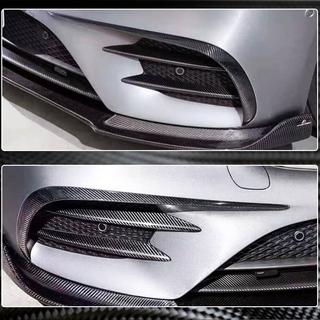 Накладки на передний бампер V1 (для E43 AMG 2016-2019, Карбон) фото 4