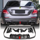 Mercedes E-class W213 2016-2023 гг. Диффузор заднего бампера с насадками V2 (для AMG/AMG-Line 2016-2019, Карбон) фото 1