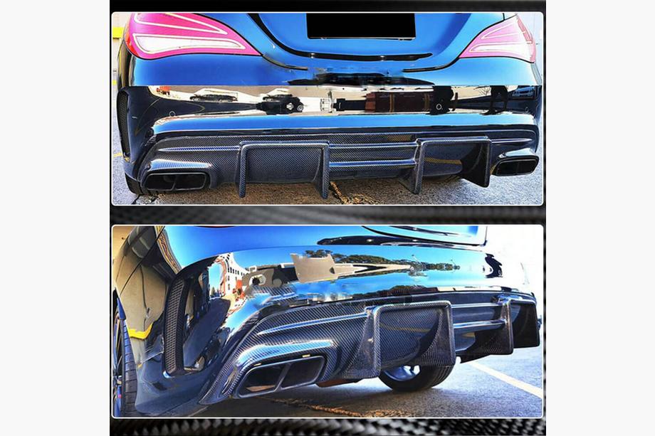 Mercedes CLA C117 2013-2019 гг. Диффузор заднего бампера V1 для AMG-Line / CLA45 AMG, Карбон Фото 4