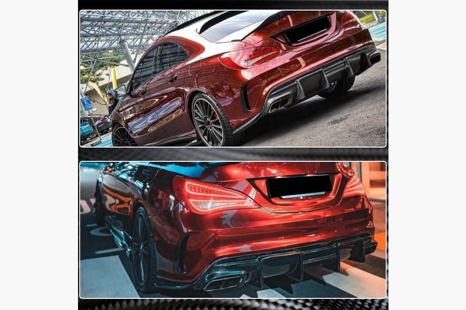 Mercedes CLA C117 2013-2019 гг. Диффузор заднего бампера V1 для AMG-Line / CLA45 AMG, Карбон Фото 5