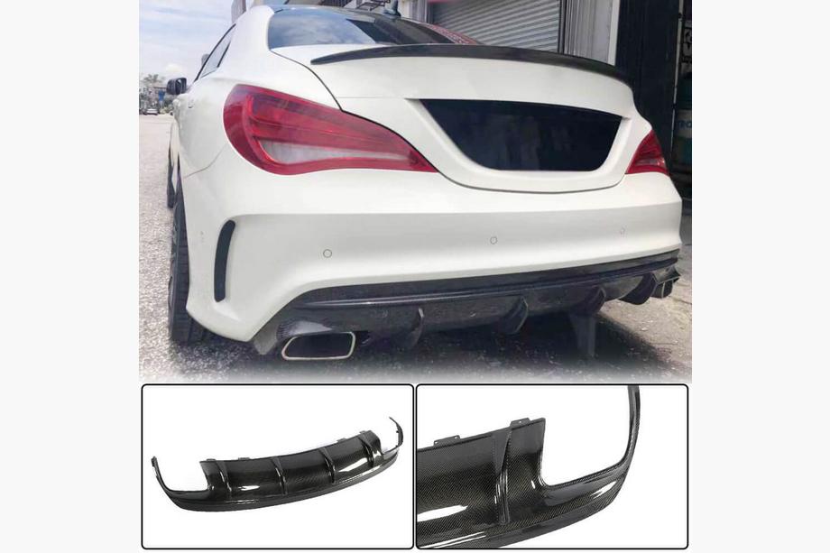 Mercedes CLA C117 2013-2019 гг. Диффузор заднего бампера для AMG-Line / CLA45 AMG 2017-2019, Карбон Фото 1