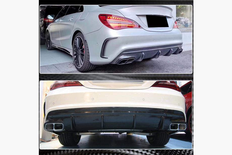 Mercedes CLA C117 2013-2019 гг. Диффузор заднего бампера для AMG-Line / CLA45 AMG 2017-2019, Карбон Фото 4