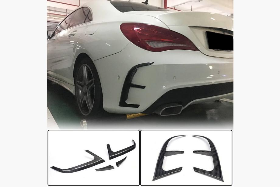 Mercedes CLA C117 2013-2019 гг. Накладки на задний бампер (для AMG-Line / CLA45 AMG SD 2013-2016, Карбон) Image