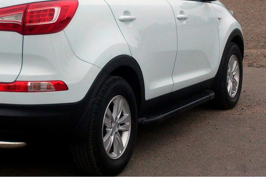 Kia Sportage 2010-2015 гг. Боковые Подножки Allmond Black (2 шт., алюминий) Image
