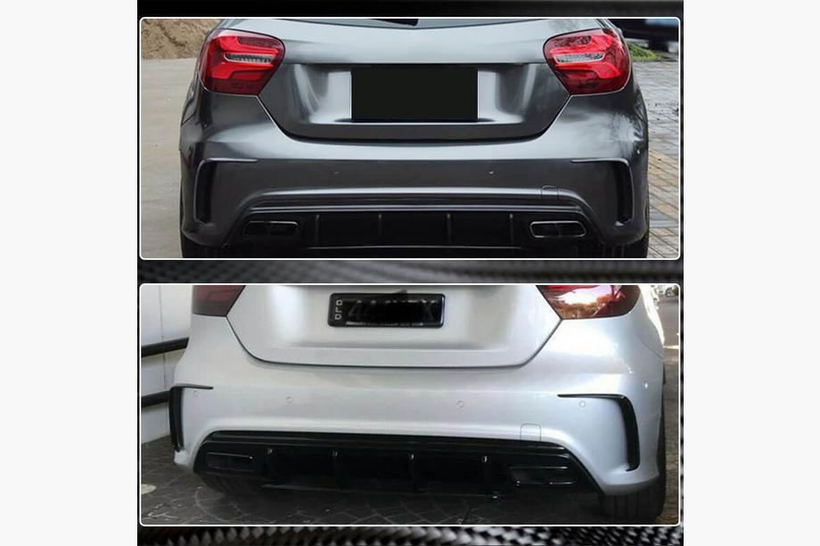 Mercedes A-class W176 2012-2018 гг. Накладка на задний бампер (для AMG-Line HB, Карбон) Фото 4