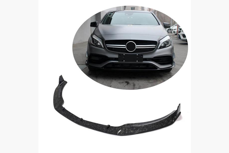 Mercedes A-сlass W176 2012-2018 гг. Накладка на передний бампер Lip (для A45 AMG HB 2016-2018, Карбон) Image