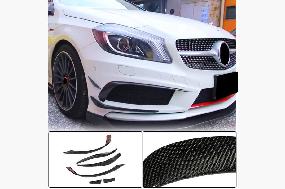 Mercedes A-class W176 2012-2018 гг. Карбоновые Накладки на Передний Бампер (для AMG-Line / A45 AMG HB 2013-2015) Фото 1
